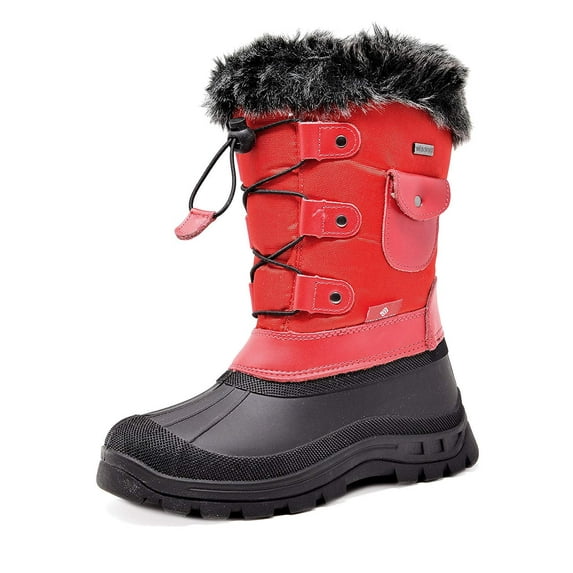 BURUDANI Kids Boys Girls Warm Snow Boots Insulated Waterproof Winter Ski Boots KSNOW RED Size 13