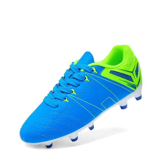 BURUDANI Kids Girls & Boys Soccer Shoes Outdoor Soccer Cleats Trainers Shoes Royal/Lemon/Green Size 12