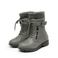 thumbnail image 1 of BURUDANI Kids Girls Fashion Winter Warm Snow Boots Mid Calf Outdoor Combat Boots GREY Size 11, 1 of 6