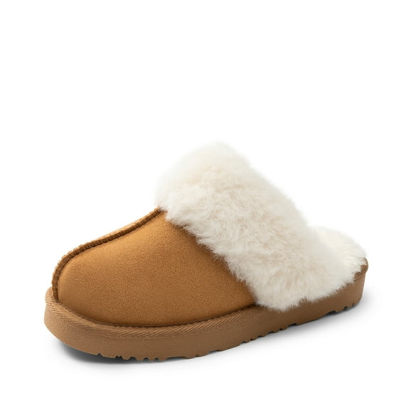 BURUDANI Kids House Fuzzy Slippers Warm Slip-On Indoor/Outdoor Shoes for Little & Big Kids