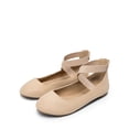 thumbnail image 1 of BURUDANI Mary Jane Shoes For Women Ladies Ballet Flats With Elastic Crossed Ankle Strap NUDE Size 8.5, 1 of 8