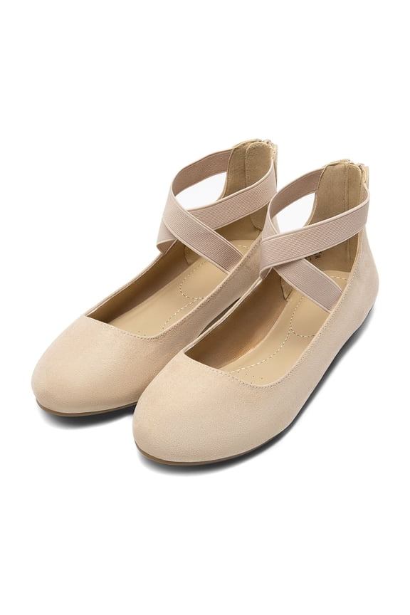 Mary Jane Shoes For Women Ladies Ballet Flats With Elastic Crossed Ankle Strap