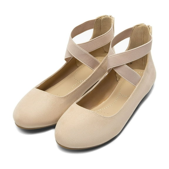 BURUDANI Mary Jane Shoes For Women Ladies Ballet Flats With Elastic Crossed Ankle Strap