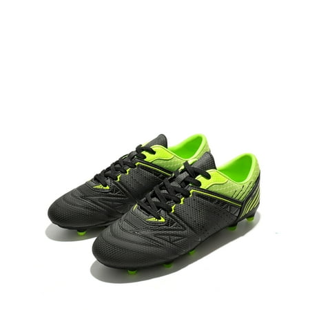 BURUDANI Men Sports Athletic Light Outdoor Football Soccer Cleats Shoes BLACK/NEON/GREEN Size 7