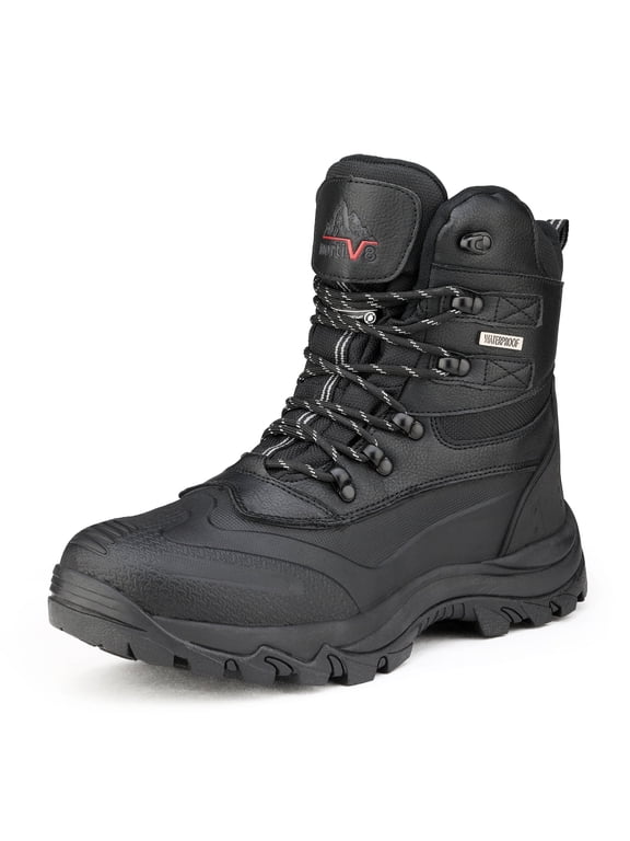 NORTIV 8 Men's Insulated Waterproof Construction Rubber Sole Winter Snow Ski Boots