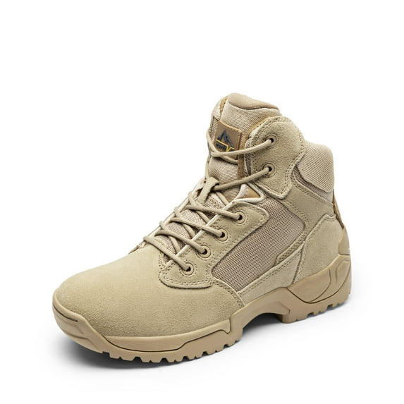 BURUDANI Men's Military Tactical Boots Motorcycle Ankle Boots Outdoor Combat Ankle Hiking Boots Shoes Sand Size 15