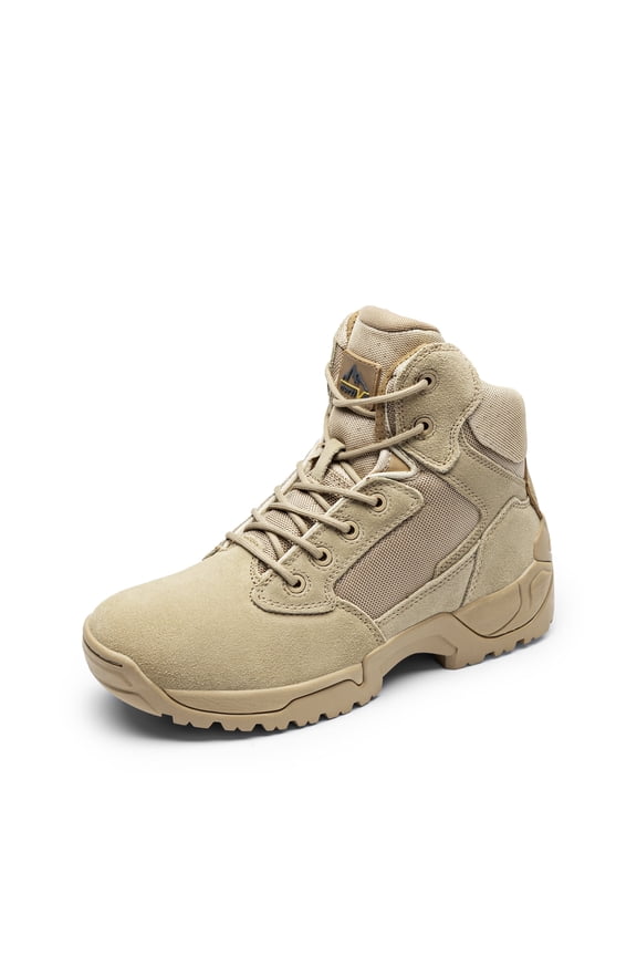 Men's Military Tactical Boots Motorcycle Ankle Boots Outdoor Combat Ankle Hiking Boots Shoes Sand Size 9.5