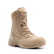 Men's Military Tactical Work Boots Side Zipper Leather Motorcycle Combat Boots