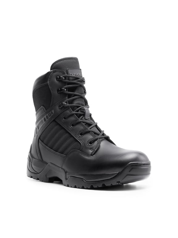 Men's Military Tactical Work Boots Side Zipper Leather Motorcycle Combat Boots