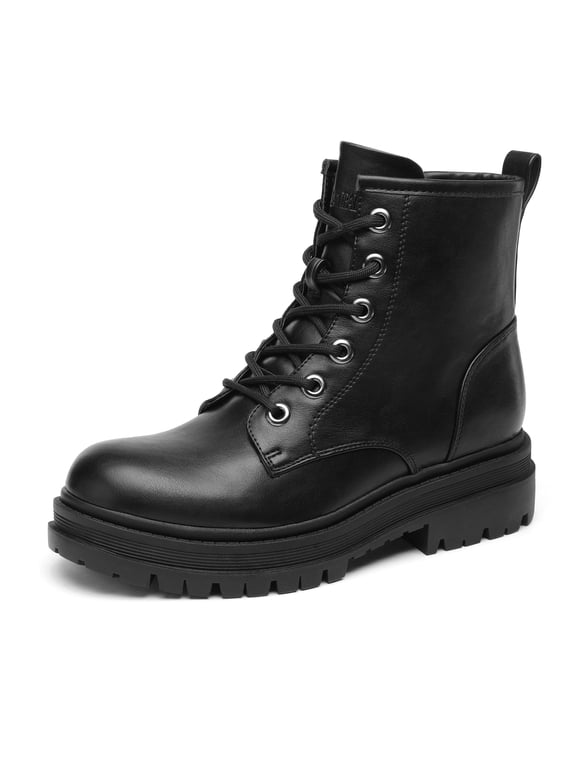 Women Ankle Combat Boots Lace-up Fashion Soft Flat Booties