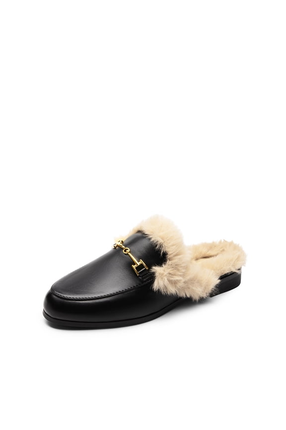 Women Buckle Backless Flats Mules Slip-On Dressy Casual Loafer Slides Comfort Shoes