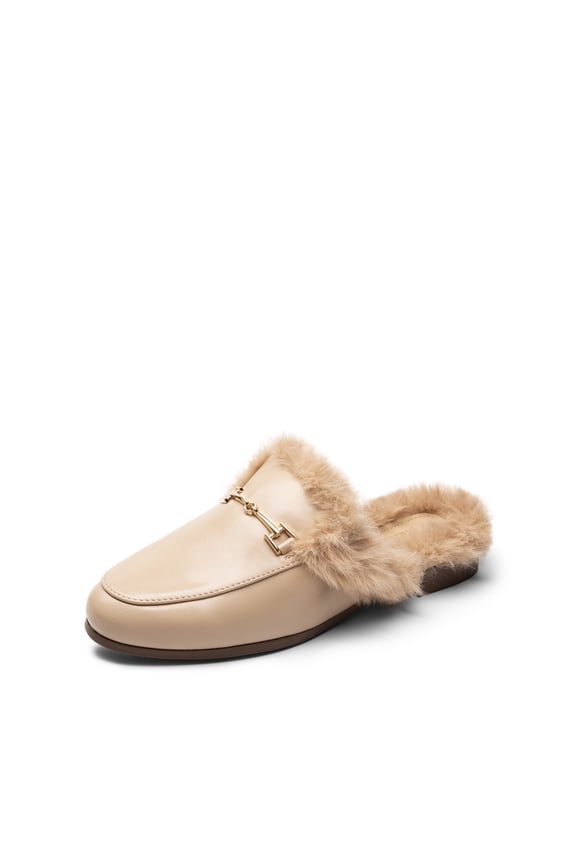 Women Buckle Backless Flats Mules Slip-On Dressy Casual Loafer Slides Comfort Shoes