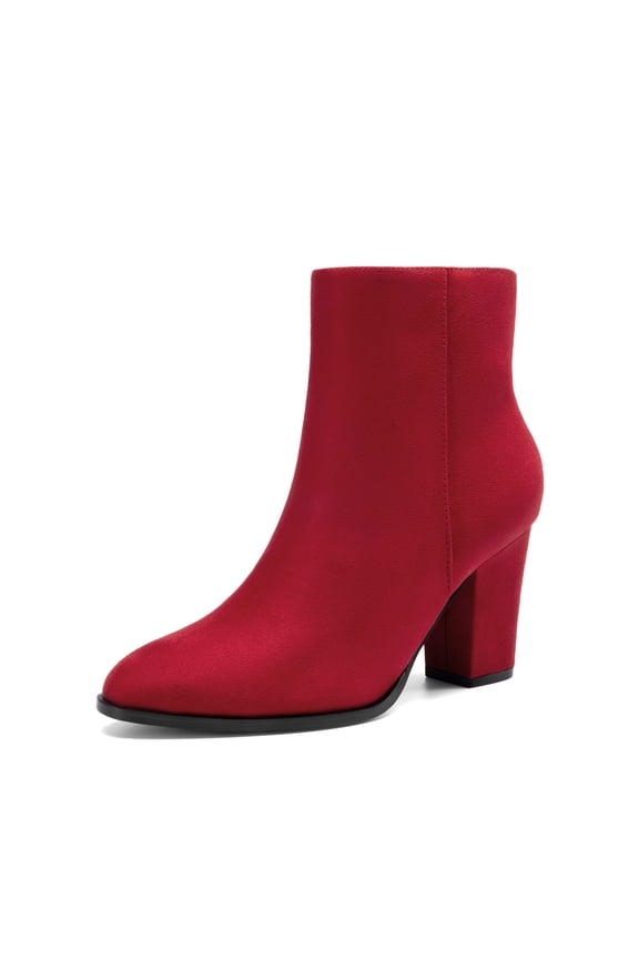 Women Chunky Block-Heel Ankle Booties Side-Zip Comfort for Office, Date & Street Style