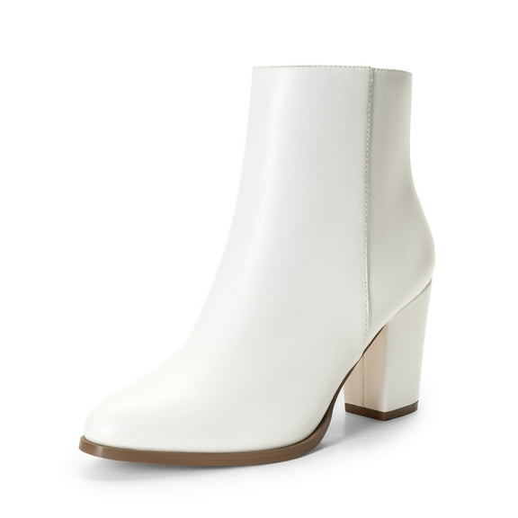 BURUDANI Women Chunky Block-Heel Ankle Booties Side-Zip Comfort for Office, Date & Street Style