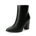 thumbnail image 1 of BURUDANI Women Chunky Block-Heel Ankle Booties Side-Zip Comfort for Office, Date & Street Style, 1 of 7