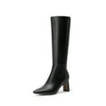 thumbnail image 1 of BURUDANI Women Chunky Block-Heel Square-Toe Knee-High Tall Boots Side-Zip Fashion Boots, 1 of 7
