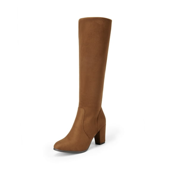 BURUDANI Women Chunky-Heel Knee-High Boots Side-Zip Fashion Riding Boots for Fall & Winter