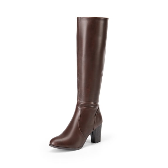 BURUDANI Women Chunky-Heel Knee-High Boots Side-Zip Fashion Riding Boots for Fall & Winter
