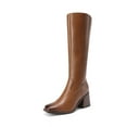 thumbnail image 1 of BURUDANI Women Chunky-Heel Square-Toe Knee-High Tall Boots Side-Zip Fashion Boots, 1 of 7