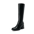 thumbnail image 1 of BURUDANI Women Chunky-Heel Square-Toe Knee-High Tall Boots Side-Zip Fashion Boots, 1 of 7