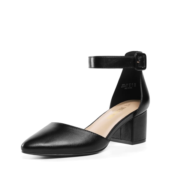DREAM PAIRS ANNEE Pointed Toe Low Chunky Heels Pump Shoes