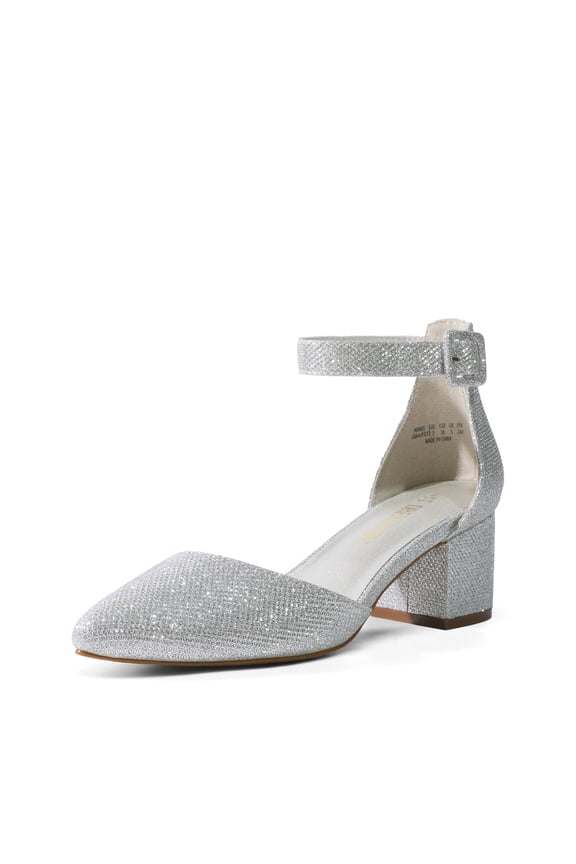 ANNEE Pointed Toe Low Chunky Heels Pump Shoes