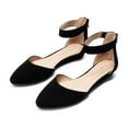 thumbnail image 1 of Burudani Women's Low Wedge Ankle Strap Pointed Toe Flats Shoes, 1 of 10