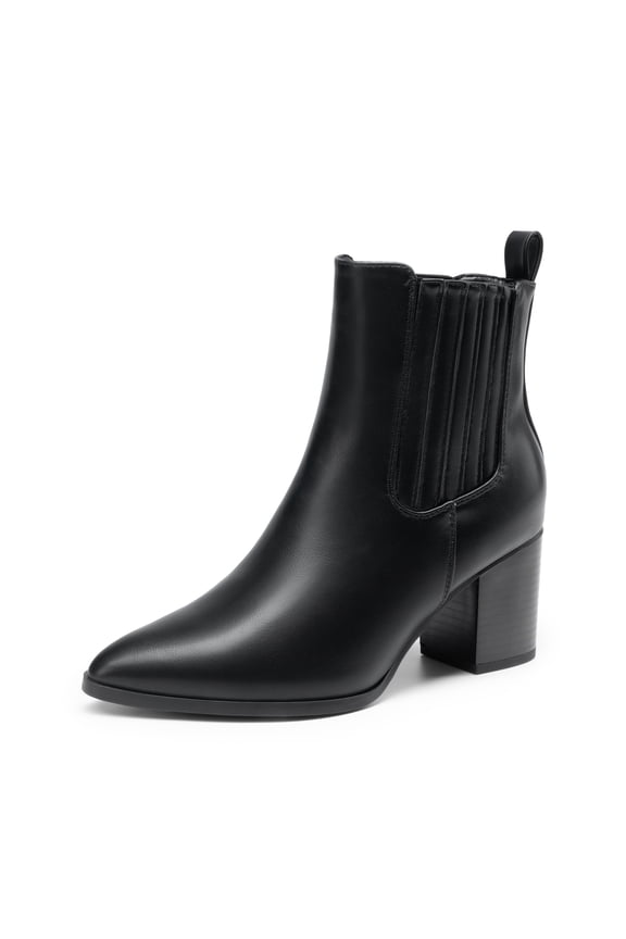 Women Pointed-Toe Chunky Block-Heel Ankle Booties Fall Short Boots