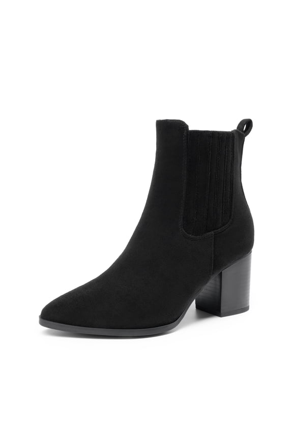 Women Pointed-Toe Chunky Block-Heel Ankle Booties Fall Short Boots