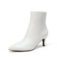 thumbnail image 1 of BURUDANI Women Pointed-Toe Kitten-Heel Ankle Booties Side-Zip Fall Leather Boots for Office & Work, 1 of 8