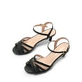 thumbnail image 1 of BURUDANI Women'S Summer Open Toe Low Heels Sandals Fashion Ankle Strap Party Dress Sandals BLACK Size 6, 1 of 5
