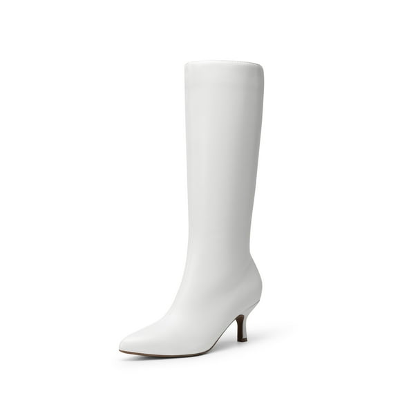 BURUDANI Women Sexy Pointed-Toe Knee-High Kitten-Heel Tall Fashion Boots