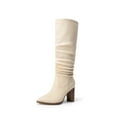 thumbnail image 1 of BURUDANI Women Slouchy Knee-High Suede Boots Pointed Toe, Chunky Block Heel, Side-Zip Pull-On Comfort, 1 of 6