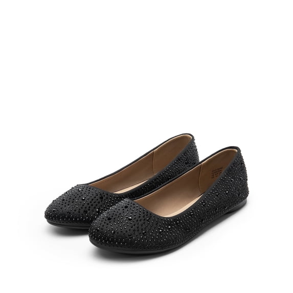 DREAM PAIRS Women Special Occasion Flats Sparkly Womens Rhinestone Dress Shoes BLACK Size 12