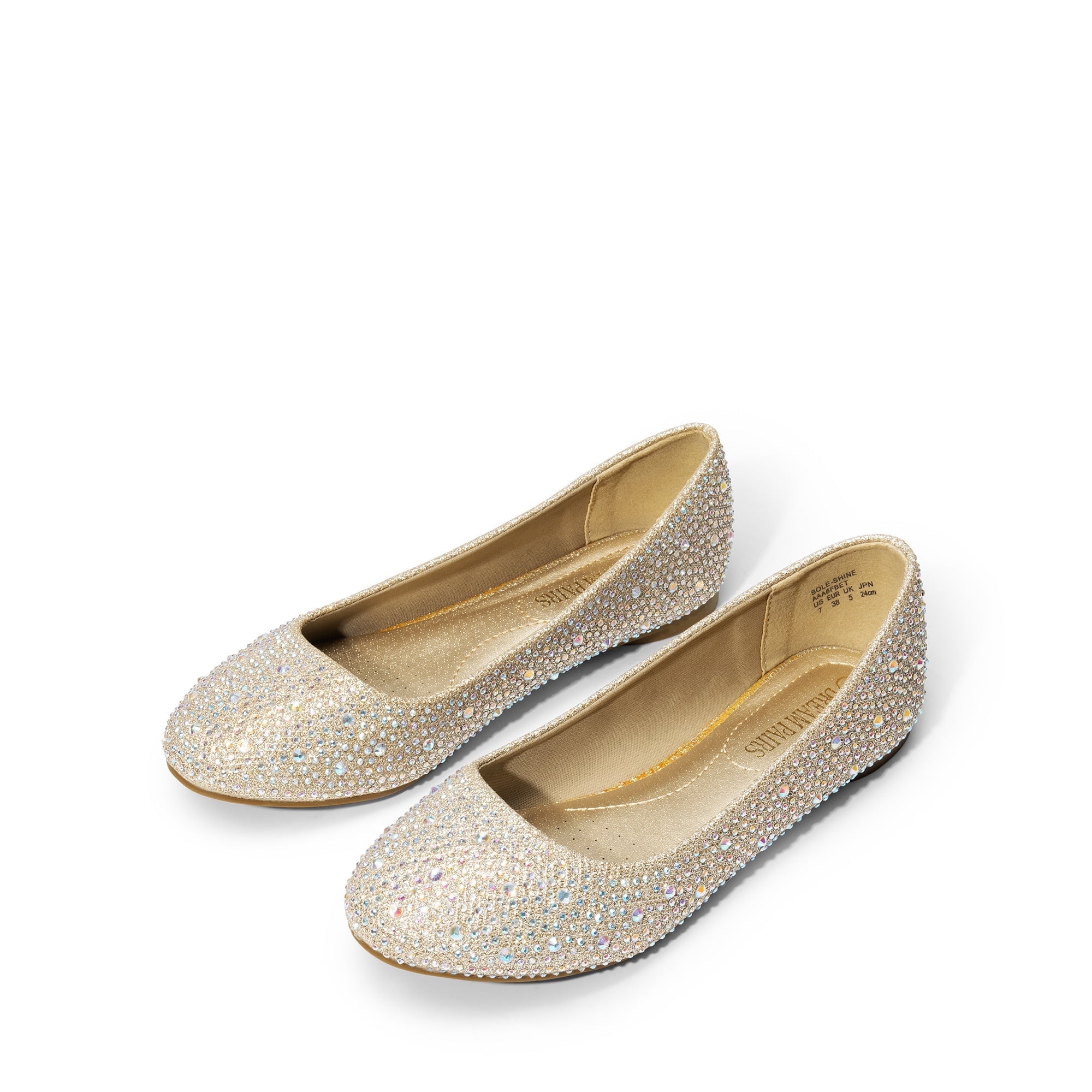 Jolene White Dress Flats w/ Sparkling Rhinestone Detail main image 1