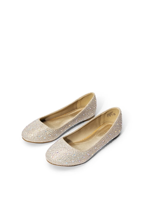 Women Special Occasion Flats Sparkly Womens Rhinestone Dress Shoes GOLD Size 8.5
