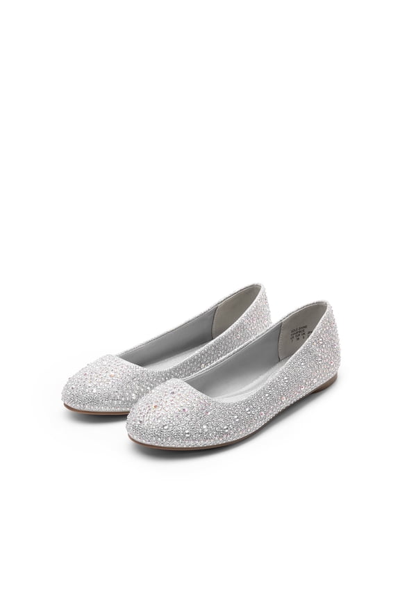 Women Special Occasion Flats Sparkly Womens Rhinestone Dress Shoes SILVER Size 10