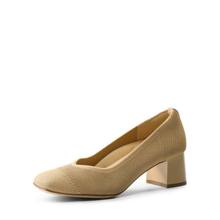 BURUDANI Women Water-Resistant Block Heel Pump With Arch Support