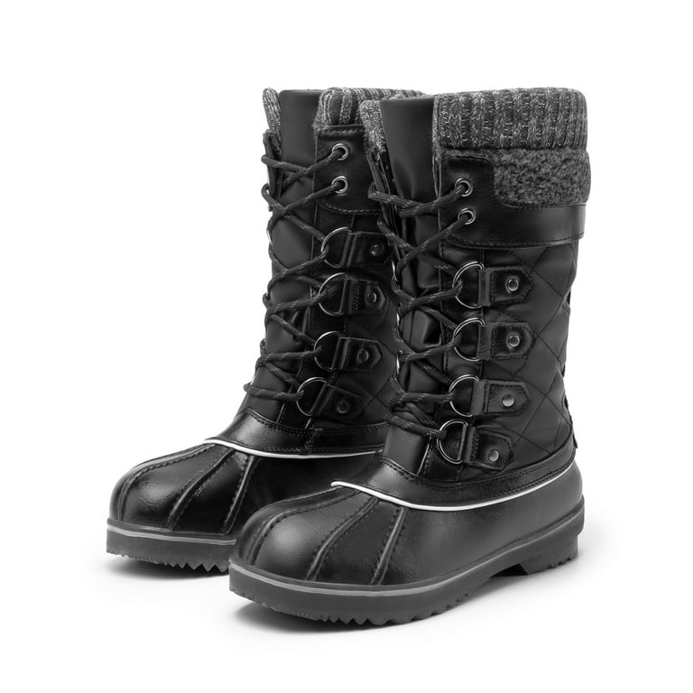 BURUDANI Women Waterproof Snow Boots Winter Warm Snow Faux Fur