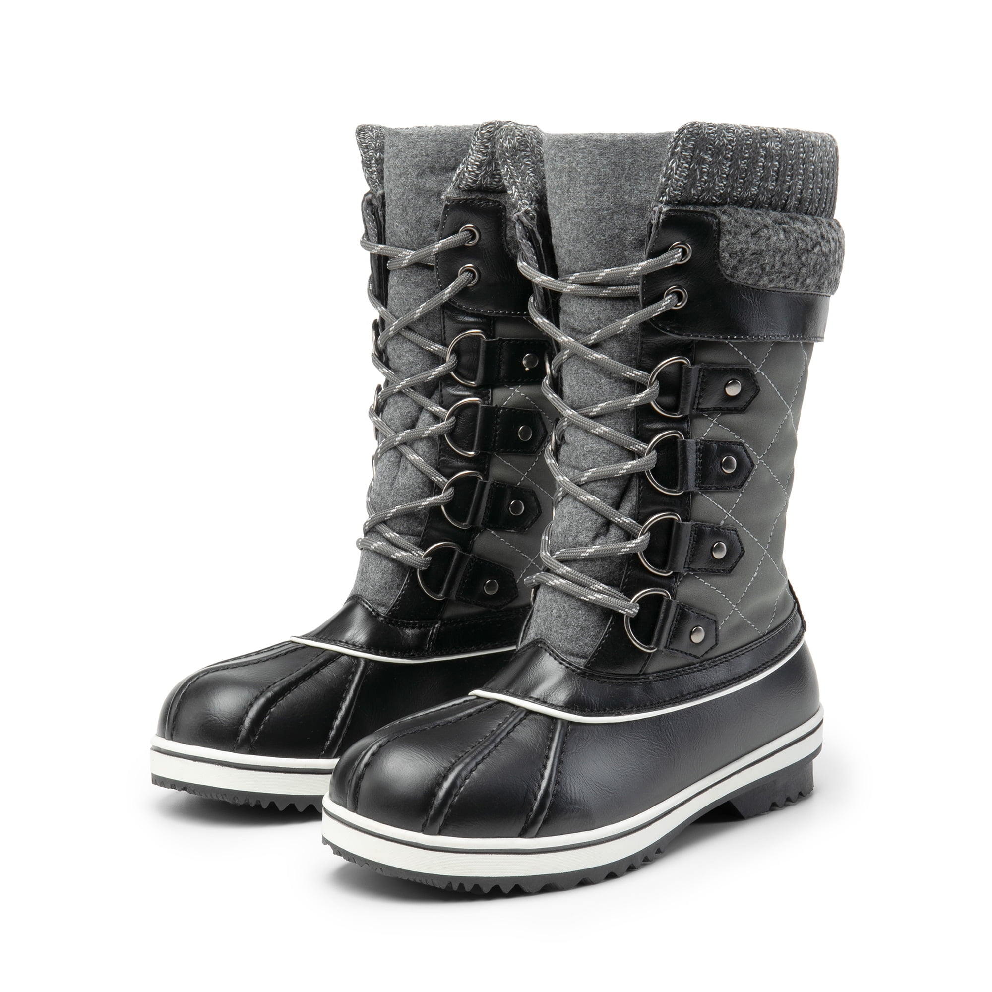Women's Mid Calf Snow Boots - Faux Fur Lined Suede Winter Boots, Round Toe Platform Flat Outdoor Boots - View #2