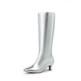 thumbnail image 1 of BURUDANI Women Wide-Calf Knee-High Boots Kitten Heel, Square Toe, Fashion Long Boots, 1 of 8