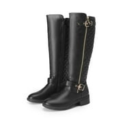 DREAM PAIRS BURUDANI Women's Wide Calf Knee High Boots, Low Stacked Heel Riding Boots
