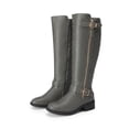 thumbnail image 1 of DREAM PAIRS Women Wide Calf Low Heel Knee High Ladies Side Zip Motorcycle Riding Boots Shoes Grey Size 9, 1 of 5