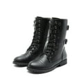 thumbnail image 1 of BURUDANI Women's Ankle Bootie Winter Lace up Mid Calf Military Combat Boots TERRAN BLACK Size 8, 1 of 7