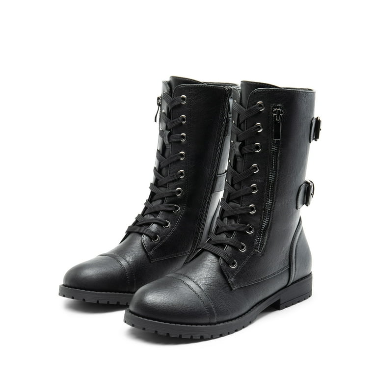 【PORTERNA】Taffy mid-calf boots Calf fitting heel boots - Cosmea black calfskin - Fillies