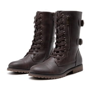 BURUDANI Women's Ankle Bootie Winter Lace up Mid Calf Military Combat Boots