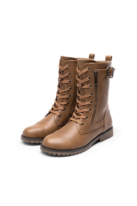 Women's Ankle Bootie Winter Lace up Mid Calf Military Combat Boots