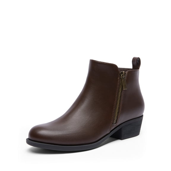 BURUDANI Women’s Ankle Boots Classic Low Chunky Heel with Side Zipper Booties