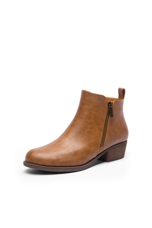 Women’s Ankle Boots Classic Low Chunky Heel with Side Zipper Booties
