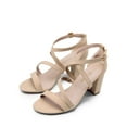 thumbnail image 1 of BURUDANI Women's Ankle Strap Dress Pump Low Chunky Heel Sandals NUDE/SUEDE Size 9.5, 1 of 8